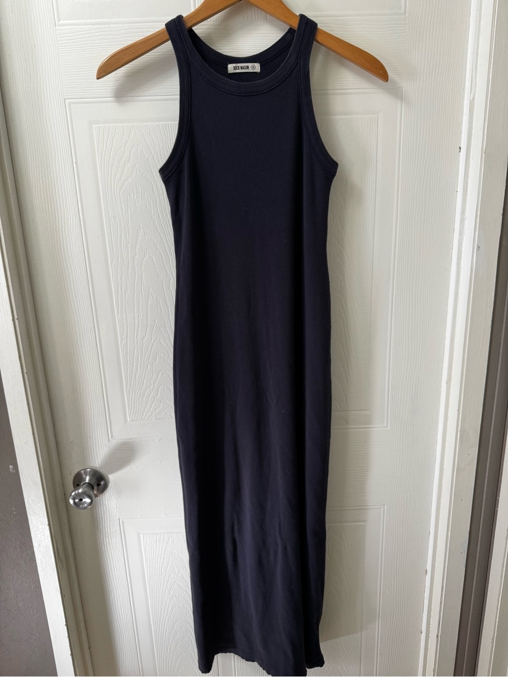 Buck Mason Black Ribbed Tank Maxi Dress